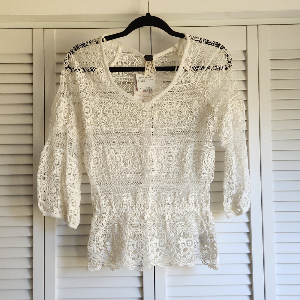 Free People New White Lace Blouse